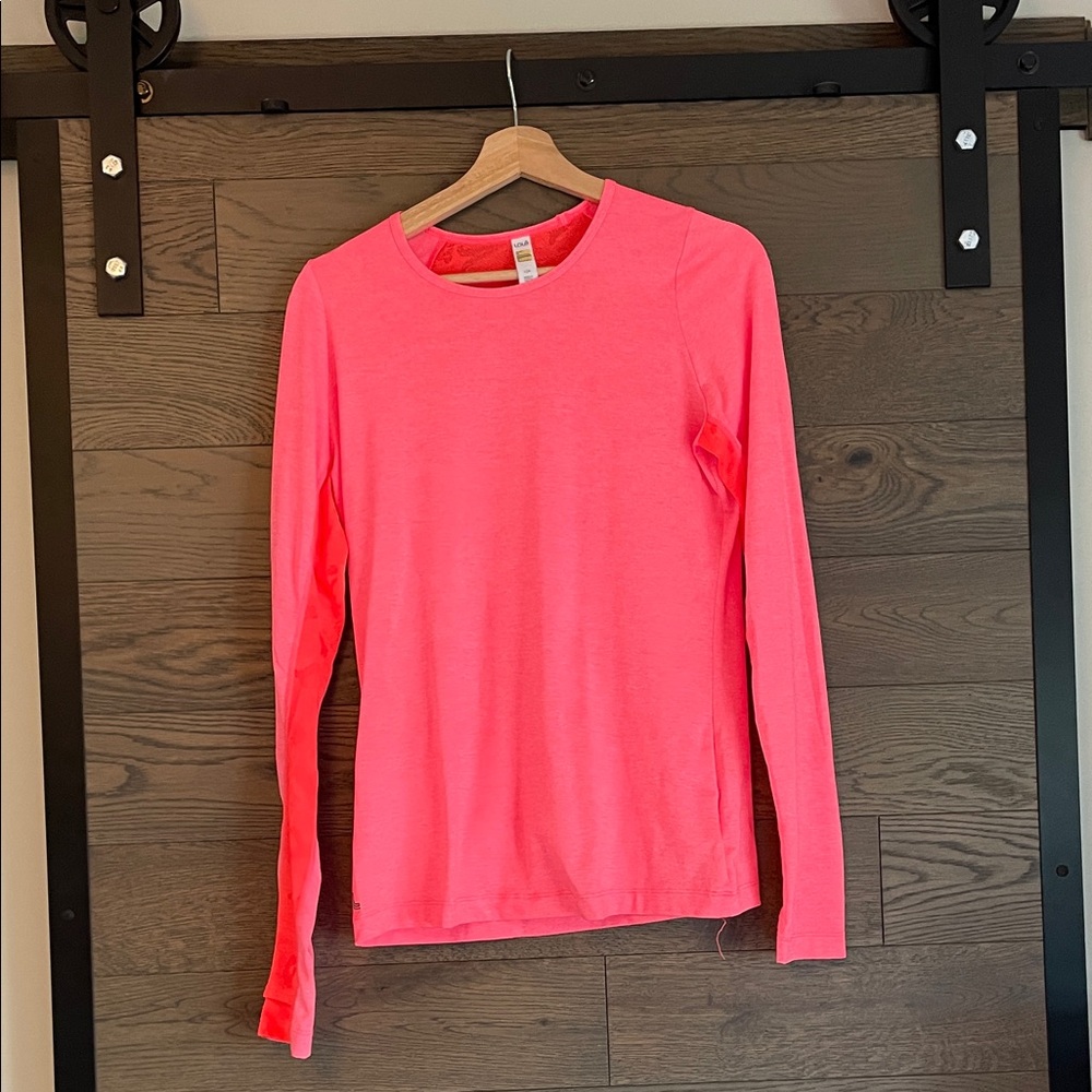 Bright Pink Lole Long Sleeve Women's Top with Lace detail